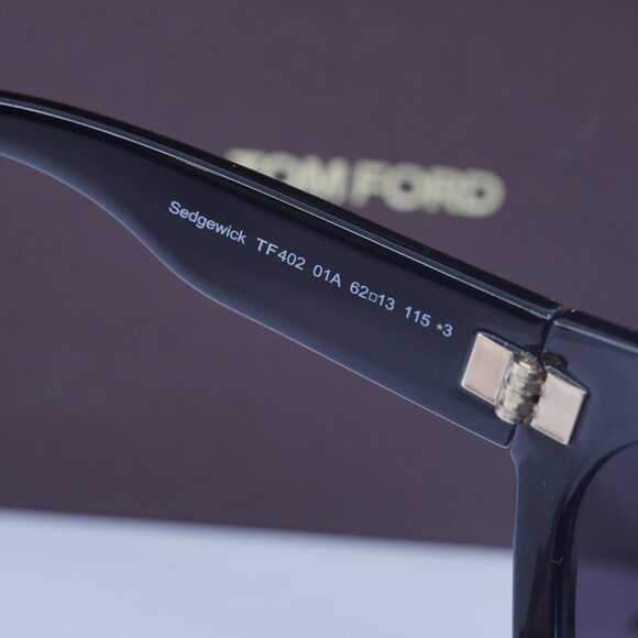 Tom Ford FT0402 01A Sedgewick Geometric Sunglasses - Shiny Black/Grey - Picture 8 of 10